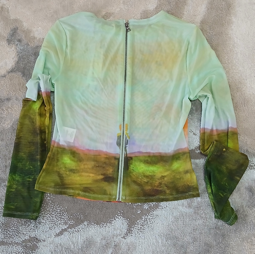 NWT ALICE + OLIVIAA+O X Kidsuper Delaina Long Sleeve‎ Crop Top - Natural - Picture 6 of 10
